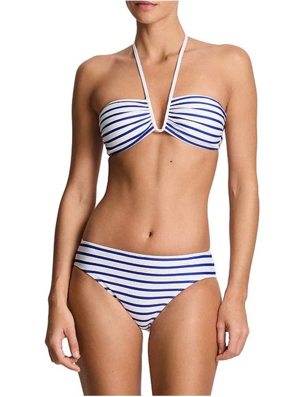 Ralph Lauren Blue & White Striped Bandeau Bikini Set